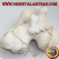 Tobillera plateada con espirales colgantes con campana