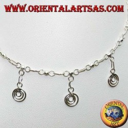 Silber Fußkettchen mit hängenden Spiralen mit einer Glocke