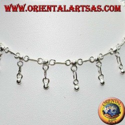 Bracelet de cheville en argent avec boules suspendues et cloche