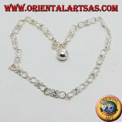 Bracelet de cheville courbe en argent avec une cloche
