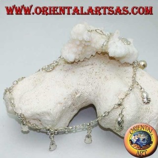 Bracelet de cheville en argent avec ananas suspendus et cloche