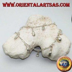 Silver anklet with hanging pineapples and a bell