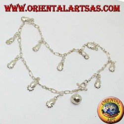 Bracelet de cheville en argent avec ananas suspendus et cloche