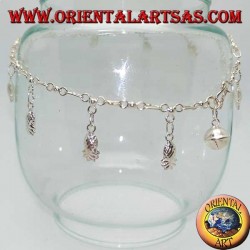 Bracelet de cheville en argent avec ananas suspendus et cloche