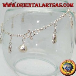 Silver anklet with hanging pineapples and a bell