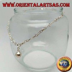 Bracelet de cheville en argent tricoté avec insertions lisses et cloche