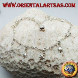 Bracelet de cheville en argent avec des feuilles de marijuana suspendues et une cloche