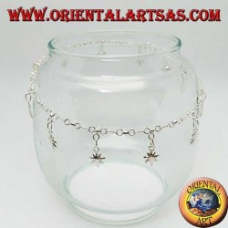 Bracelet de cheville en argent avec des feuilles de marijuana suspendues et une cloche