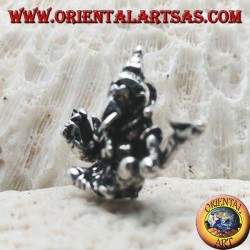 Pendentif en argent tridimensionnel Ganesh "le dieu éléphant" assis, en position d'équilibre / équilibre