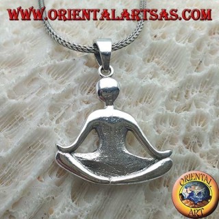 Colgante de plata "esencial" liso, sentado a Buda en meditación