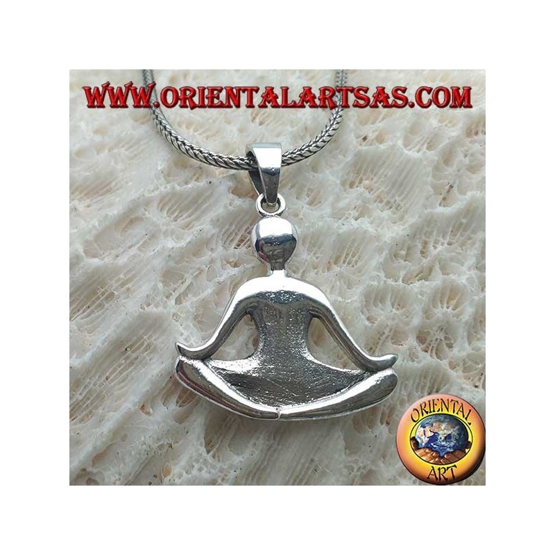 Pendentif en argent "essentiel" lisse, Bouddha assis en méditation