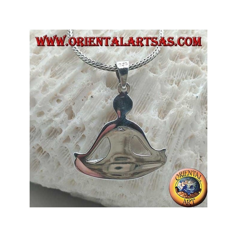 Smooth "essential" silver pendant, sitting buddha in meditation