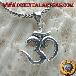 Glatter silberner Anhänger in Form von Om (heiliges Hindu-Mantra)