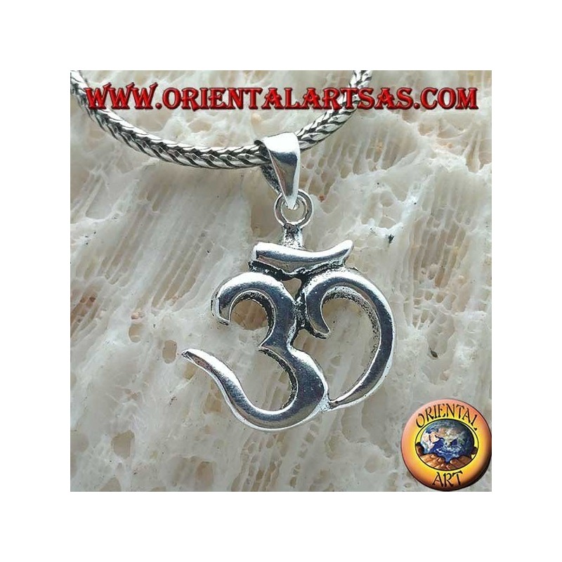 Pendentif en argent lisse en forme de ॐ om (mantra hindou sacré)