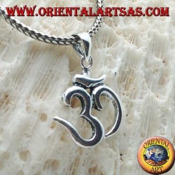 Smooth silver pendant in the shape of ॐ om (sacred Hindu mantra)
