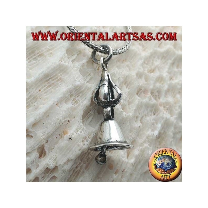 Ciondolo in argento Gantha tibetano (campana buddista) liscia
