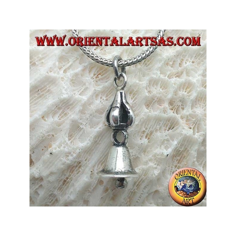 Pendentif argent tibétain lisse Gantha (cloche bouddhiste)