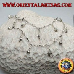 Tobillera plateada con delfines y campana colgante alterna