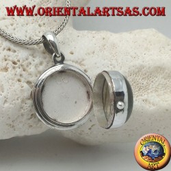 Colgante de plata en marco de fotos con cabujón redondo labradorita