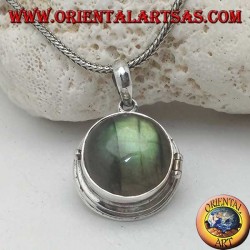 Colgante de plata en marco de fotos con cabujón redondo labradorita