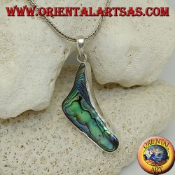 Silver pendant in the shape of brackets with paua shell (abalone)