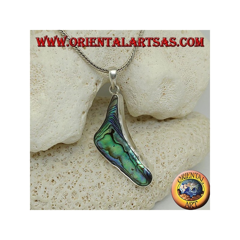 Silberanhänger in Form von Klammern mit Paua-Muschel (Abalone)