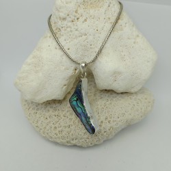 Silberanhänger in Form von Klammern mit Paua-Muschel (Abalone)