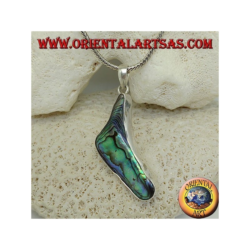 Pendentif en argent en forme de parenthèses avec coquillage paua (ormeau)