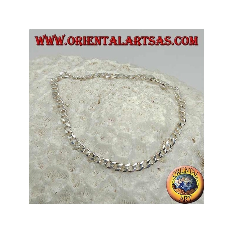 Thin Groumette silver bracelet, flat chain
