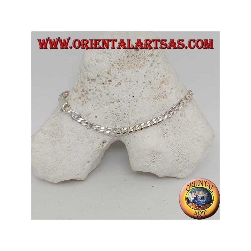 Thin Groumette silver bracelet, flat chain