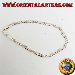 Thin Groumette silver bracelet, flat chain