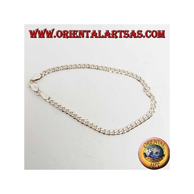 Bracelet Groumette argent fin et chaîne plate