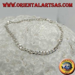 Thin Groumette silver bracelet, flat chain