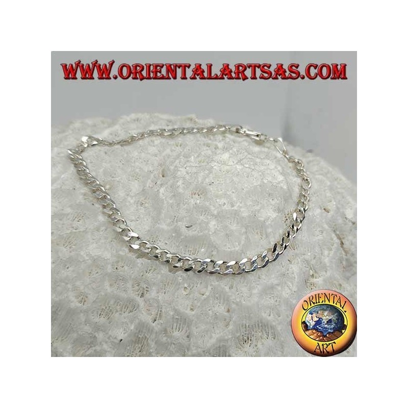 Dünnes, flachkettiges silbernes Groumette-Armband