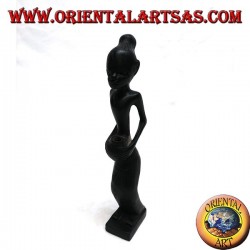 Skulptur einer wasserschöpfenden Frau (Wasserträgerin) mit Ebenholz-Holztopf auf ihrem Schoß