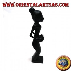 Skulptur einer wasserschöpfenden Frau (Wasserträgerin) mit Ebenholz-Holztopf auf ihrem Schoß