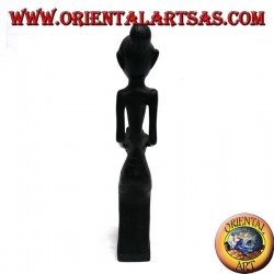 Sculpture of a water-scooping woman (water carrier) with ebony wood pot on her lap