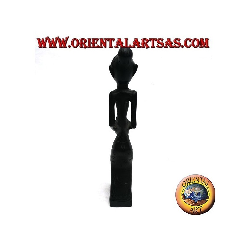 Sculpture of a water-scooping woman (water carrier) with ebony wood pot on her lap