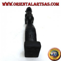 Sculpture of a water-scooping woman (water carrier) with ebony wood pot on her lap