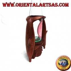 Bottle holder with sculpture of two dolphins in Suar wood acrobatics