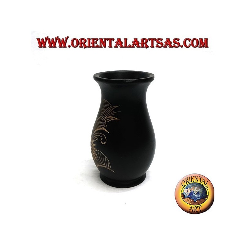 Mahagoni Blumenvase mit 15 cm floralen Gravuren