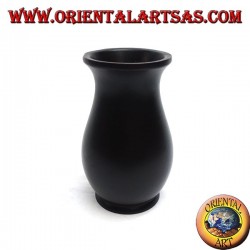 Mahogany flower vase with 15 cm floral engravings