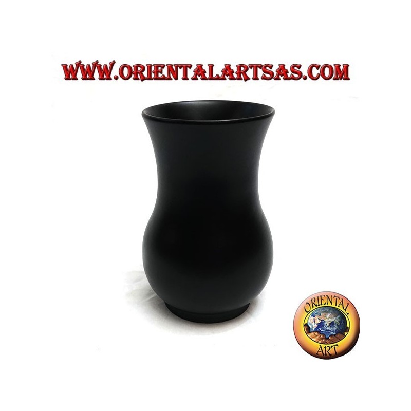 Mahagoni Blumenvase mit floralen Einschnitten 20 cm (breit)