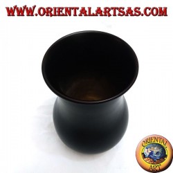 Vase à fleurs en acajou avec incisions florales 20 cm (large)