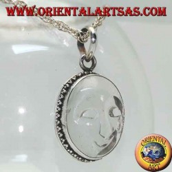 Silver pendant with sun hollowed out of rock crystal and border decorated with dots