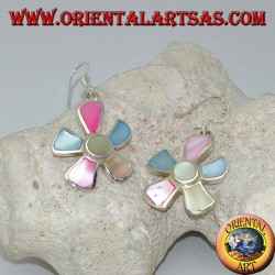 Pendientes de plata en forma de estrella de mar con nácar multicolor