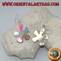 Boucles d'oreilles en argent en forme d'étoile de mer avec nacre multicolore
