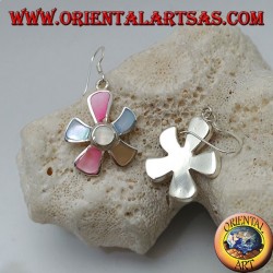 Boucles d'oreilles en argent en forme d'étoile de mer avec nacre multicolore