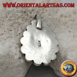 Colgante tibetano de plata con lágrima turquesa natural y 14 corales naturales de Ø 4 mm.