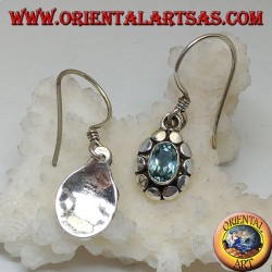 Orecchini in argento con topazio blu ovale naturale contornato da dischetti